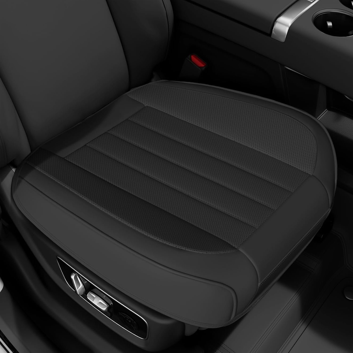 2 Pack Car Seat Cover, PU Leather Front Car Seat Cover Bottom Car Seat, Edge Wrapping Car Seat Protectors, Waterproof Bottom Auto Seat Cushion Pad Mat for Most Vehicles (Black)