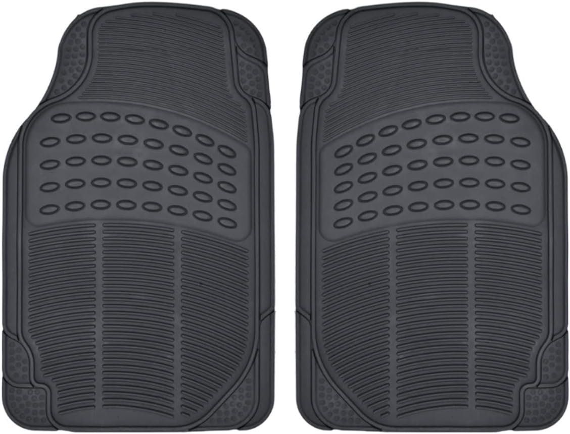 Floor Mats for Cars Trucks , 2-Piece All-Weather Car Mats with Universal Fit Design, Durable Car Floor Mats with Capture Ridges, Waterproof Rubber Floor Mats for Cars (Black)