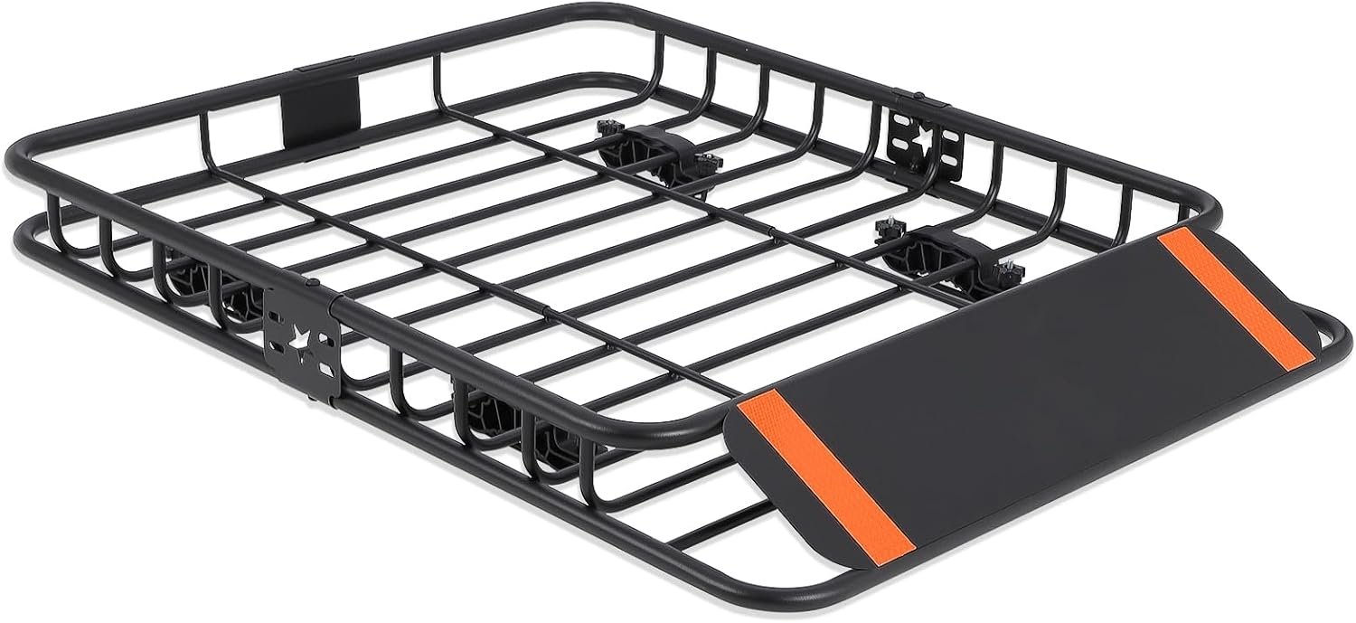 51''x36''x5'' Roof Rack Basket, Cargo Carrier with Extension Black Car Top Luggage Holder, 200LBS Heavy Duty, Carrier Basket for SUV, Truck or RV Camping Storage Steel Construction