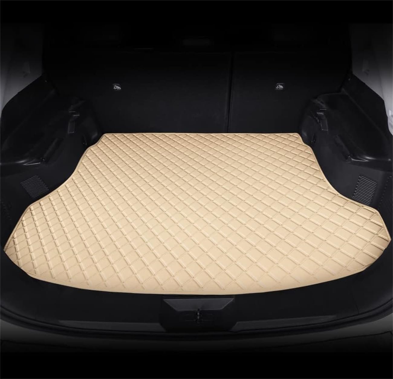 Custom Making Trunk Mats Cargo Mats Fit for 99.9% Sedan SUV All Weather Protection Leather Liners Trunk Mat Cargo Liners (Beige)