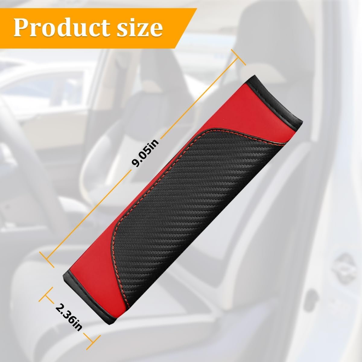 2PCS Car Seat Belt Cover, Carbon Fiber Seatbelt Shoulder Protection, Soft Car Seat Belt Strap Cushion Protect Your Neck and Shoulder, Car Accessories Seat Belt Pad for Car Truck (Red) - Image 2