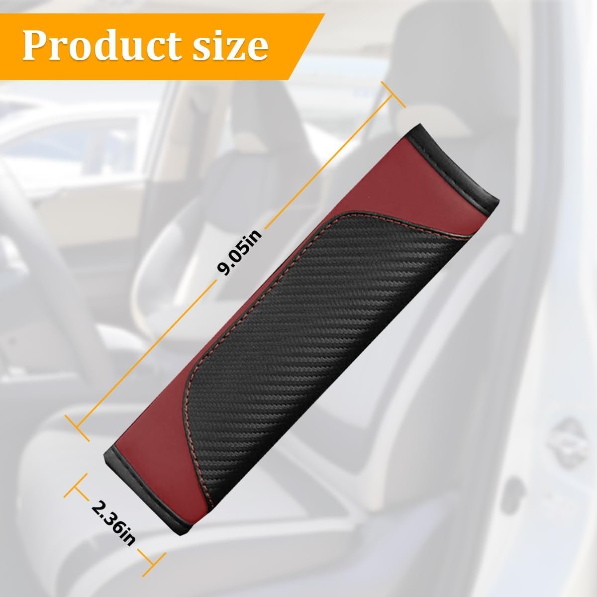 2PCS Car Seat Belt Cover, Carbon Fiber Seatbelt Shoulder Protection, Soft Car Seat Belt Strap Cushion Protect Your Neck and Shoulder, Car Accessories Seat Belt Pad for Car Truck (Wine Red) - Image 2