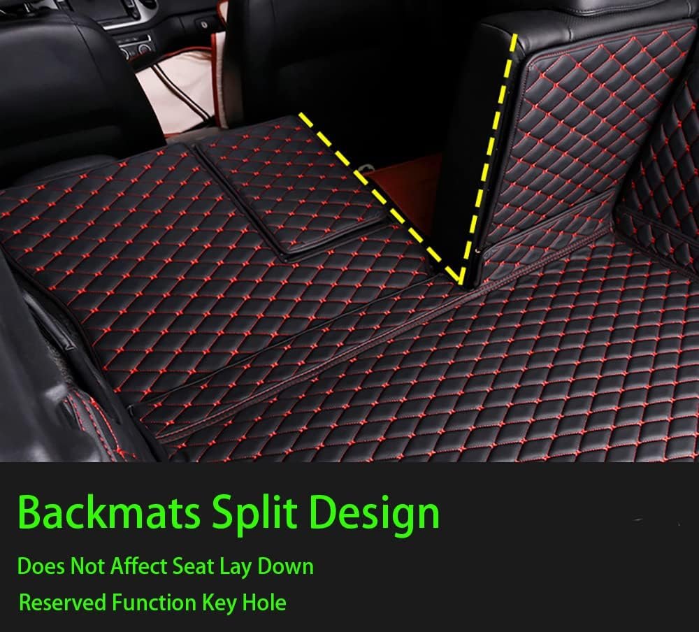 Full Coverage Protection Car Cargo Liner Compatible with Ford-Audi-Mercedes-BMW-Porsche-Acura-Honda-Toyota Waterproof Luxury Leather Trunk Mat (Black with Black Stitching) - Image 2