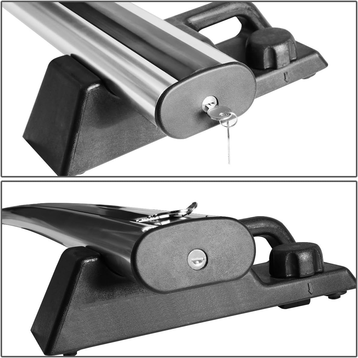 4X4-T126 Aluminum Roof Rack Cross Bars w/ Lock Keys Compatible with 03-09 Hummer H2 Black 150lb Load Capacity - Image 2