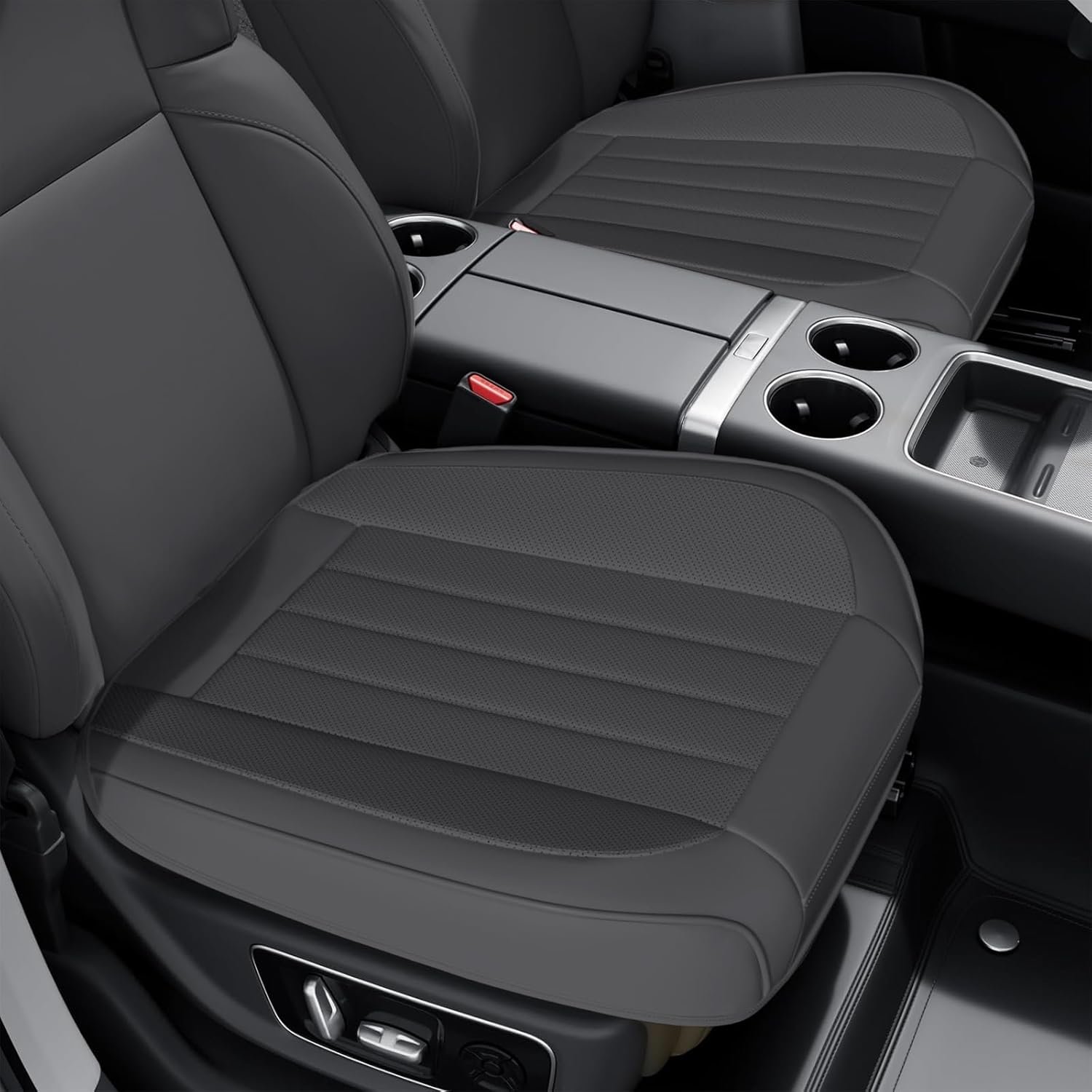 2 Pack Car Seat Cover, PU Leather Front Car Seat Cover Bottom Car Seat, Edge Wrapping Car Seat Protectors, Waterproof Bottom Auto Seat Cushion Pad Mat for Most Vehicles (Gray) - Image 2