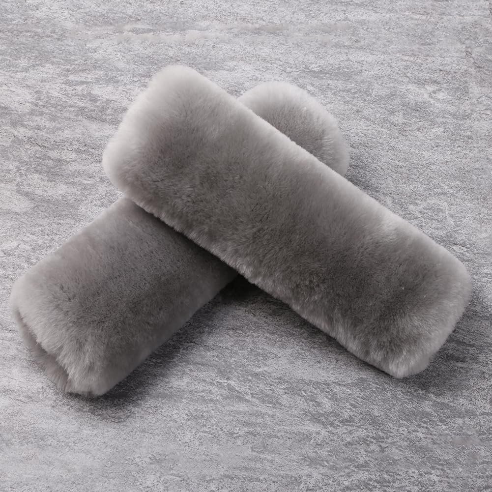 Authentic Sheepskin Car Seat Belt Pad,2 Pack Soft Seat Belt Cover for Shoulder Pad Neck Cushion Protector Car Accessories by Genuine Natural Merino Wool (Misty Gray) - Image 2