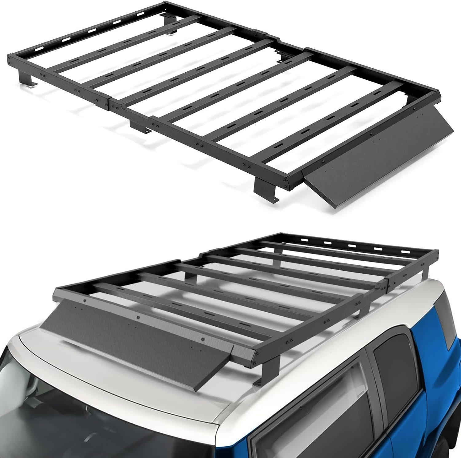 for Cruiser Roof Rack Cargo Basket Compatible with 2007 2008 2009 2010 2011 2012 2013 2014 Toyota FJ Cruiser, Rooftop Pickup Truck Cargo Carrier Top Luggage Storage Holder Cross Bars