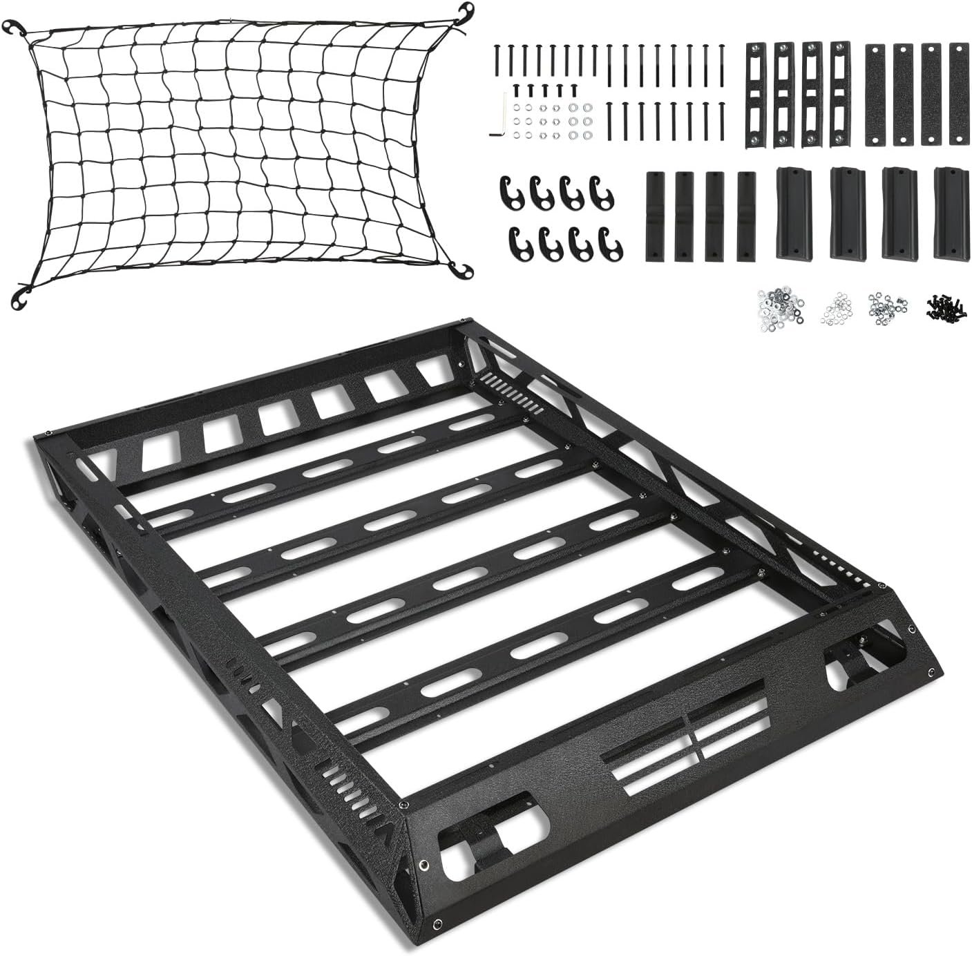 Universal Car Rooftop Cargo Carrier Basket with Cargo Net, 47'' W X 36'' L X 5" H, 150 lbs Max Load,