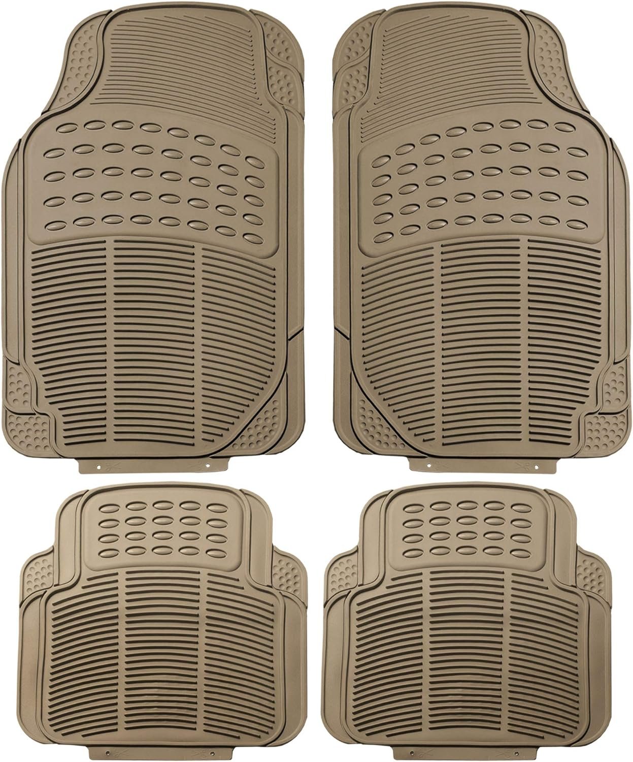 Automotive Floor Mats - Heavy-Duty Rubber Floor Mats for Cars, Universal Fit Full Set, Floor Mats, Trimmable Floor Mats For Most Sedan, , Truck Floor Mats Beige