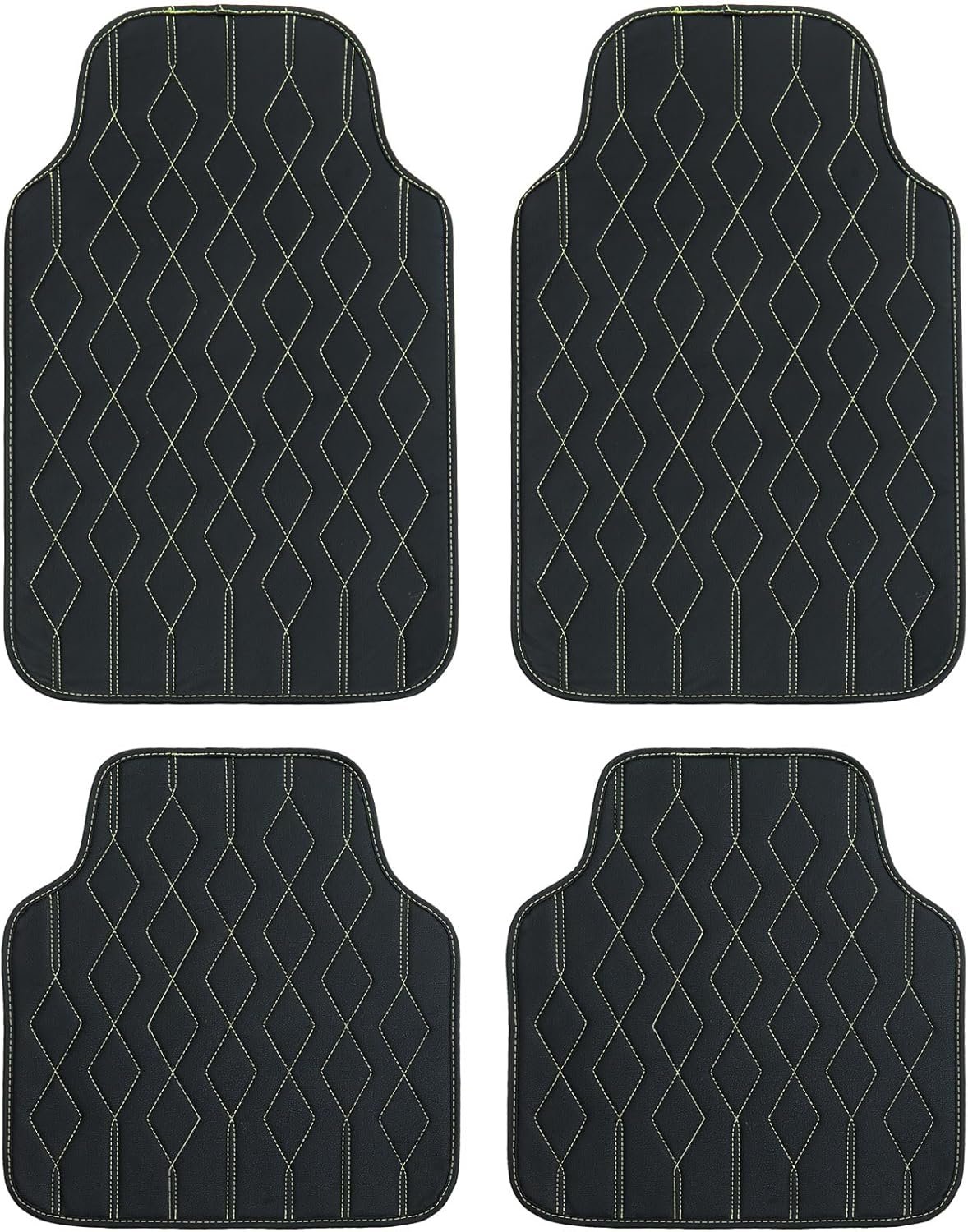 Luxury Leather Car Mats - Universal Fit All Weather Floor Mats - Full Set for , Van & Truck