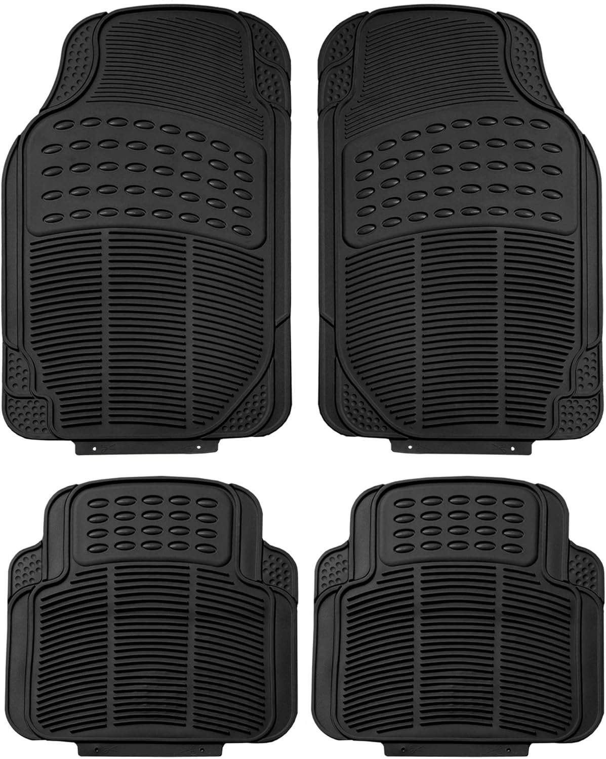 Automotive Floor Mats - Heavy-Duty Rubber, Universal Fit Full Set, , Trimmable For Most Cars, Sedan, , Truck, Black