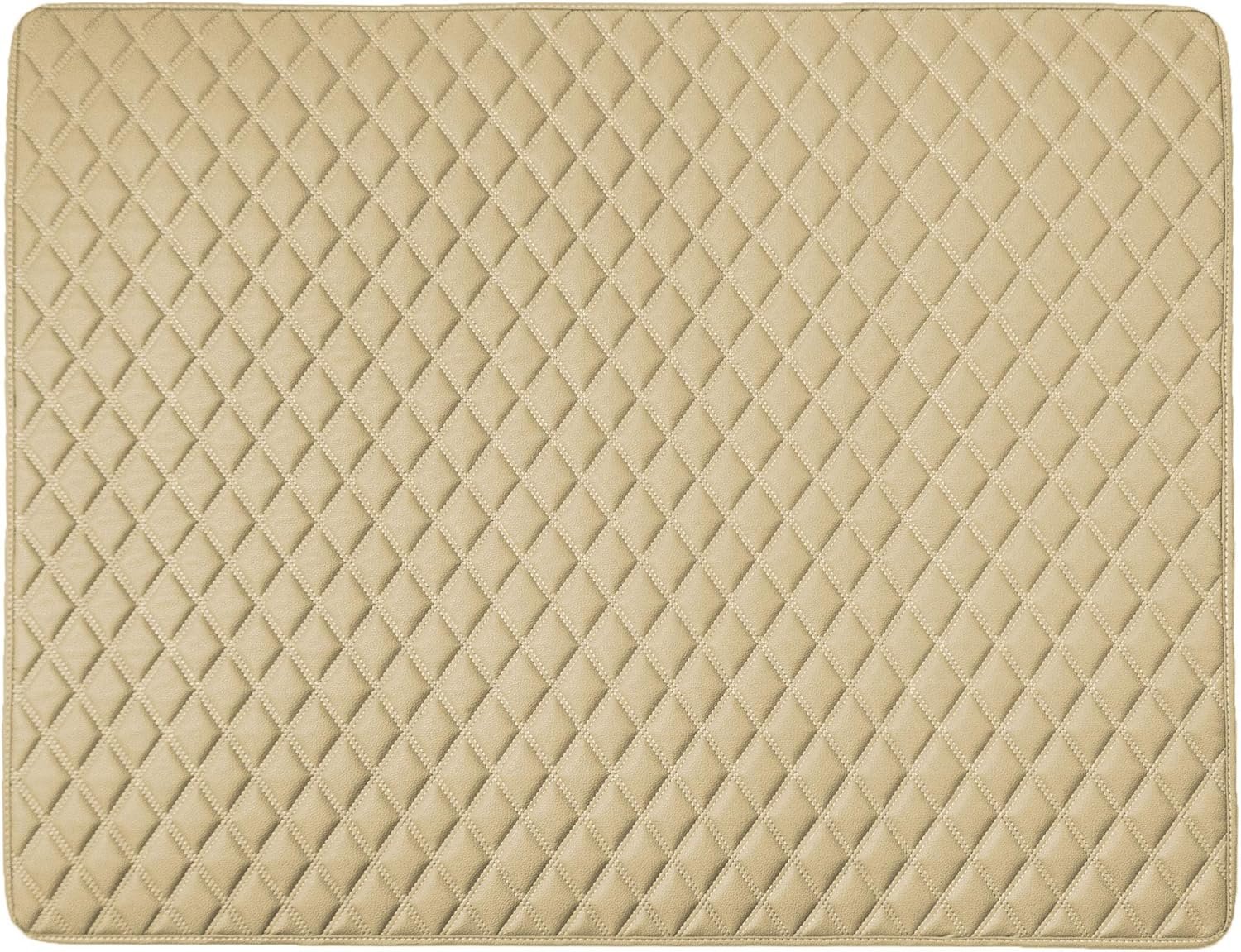 Deluxe Heavy Duty Faux Leather Diamond Pattern Multi-Purpose Beige Automotive Cargo Liner fits most Cars, SUVs, and Trucks, 32 inches - Image 2