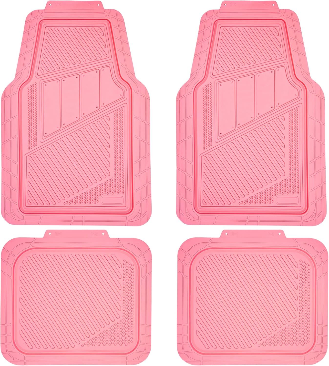 Heavy Duty Rubber Floor Mats 4-Piece Pink Car Mats Full Set - Universal Waterproof Floor Mats for Car Truck, Durable All Weather Floor Mats Automotive,Car Mats for Women,Girly(All Pink)