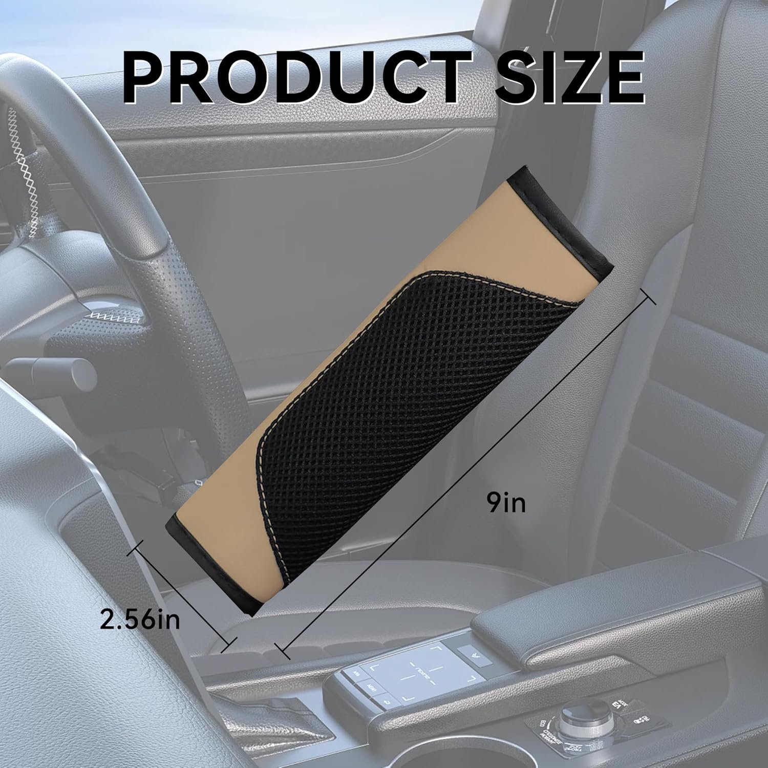 2 Pack Leather Mesh Universal Seatbelt Shoulder Strap Protector,Car Seat Belt Pads Cover, Soft Harness Pad Safety Belt Cover for Comfortable Driving, Car Interior Accessories (Beige) - Image 2